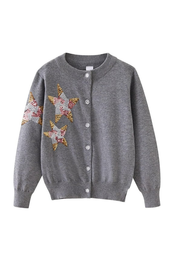 Girls Boys Cardigan Sweater Crewneck Casual Long Sleeve Sweaters Button down Knit Outwear 2-12 Years