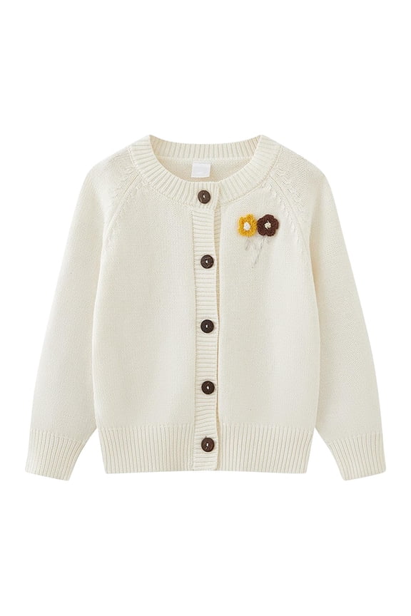 Girls Boys Cardigan Sweater Crewneck Casual Long Sleeve Sweaters Button down Knit Outwear 2-12 Years