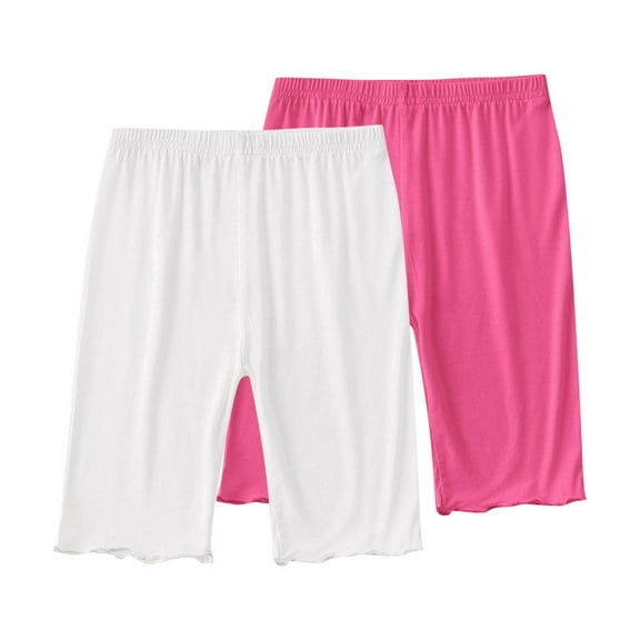 fatyb Girls Boys Elastic High Waist Bike Sorts Casual Knee Length Kids Pajama Bottom Shorts Pack of 2