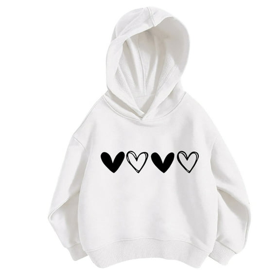 fatyb Girls Boys Heart Hoodies Graphic Print Cotton Sweatshirts Kids Casual Long Sleeve Pullover Tops
