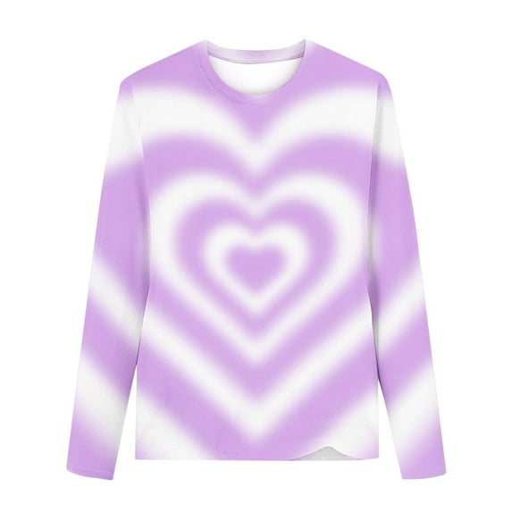 fatyb Girls Boys Long Sleeve Shirts Kids Tie Dye Casual Tops Heart Printed Crew Neck Fashion Blouses