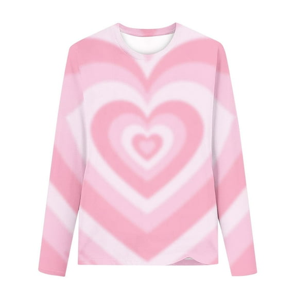 fatyb Girls Boys Long Sleeve Shirts Kids Tie Dye Casual Tops Heart Printed Crew Neck Fashion Blouses