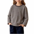 thumbnail image 1 of fatyb Girls Boys Long Sleeve Striped T-Shirts Crew Neck Casual Soft Cotton Tops Everyday Wear for Kids, 1 of 6