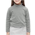 thumbnail image 1 of fatyb Girls Boys Long Sleeve T Shirts Mock/Crew Neck Cotton Undershirts Kids Basic Layering Tee Tops, 1 of 6