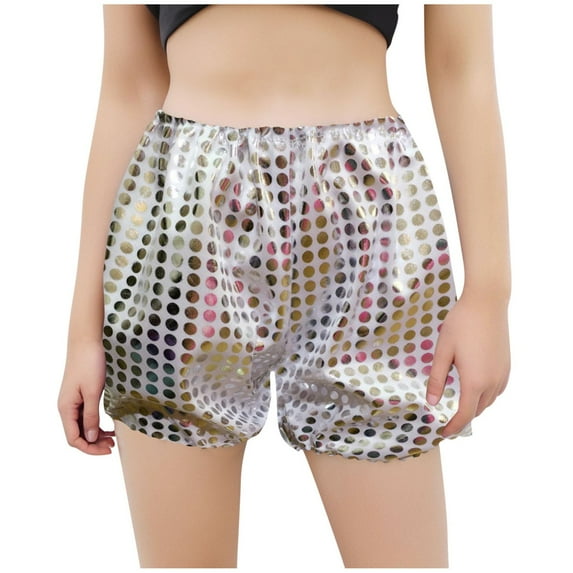 fatyb Girls Boys Sparkly Shorts Summer Glitter Party Club Shorts Kids Fashion Elastic Waist Dance Outfits