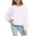 thumbnail image 1 of fatyb Girls Crop Sweatshirts Long Sleeve Casual Pullover Kids Crewneck Solid Color Tops for 5-15 Years, 1 of 7