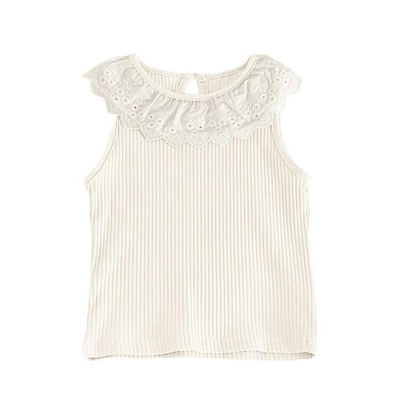 fatyb Girls Cute Tank Tops Toddler Sleeveless Ribbed Undershirts Crewneck Casual Summer Tops for Kids