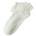 thumbnail image 1 of fatyb Girls Double Lace Socks Kids Thin Breathable Cotton Socks Cute Ruffle Ankle Dress Socks Dancewear, 1 of 2