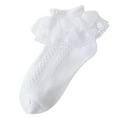thumbnail image 1 of fatyb Girls Double Lace Socks Kids Thin Breathable Cotton Socks Cute Ruffle Ankle Dress Socks Dancewear, 1 of 3