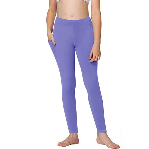 fatyb Girls Leggings with Pockets High Waist Yoga Bottom Pants Casual Stretch Kids Girls Workout Pants