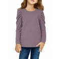 thumbnail image 1 of fatyb Girls Long Sleeve Blouses Casual Crew Neck Tunic Tops Kids Solid Color Girls T-Shirts 3-14 Years, 1 of 7