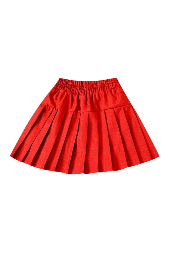 Girls Mini Skirts Elastic Waist Pleated Uniform Skorts for School Kids Casual Skirts with Shorts