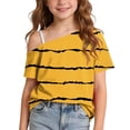 thumbnail image 1 of fatyb Girls One Shoulder T Shirts Casual Short Sleeve Kids Cute Tee Shirts Summer Fashion Tops for Girls, 1 of 7