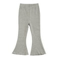 thumbnail image 1 of fatyb Girls Ribbed Knit Flare Pants Elastic Waist Bell Bottom Kids Girls Solid Color Casual Trousers, 1 of 5