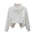 thumbnail image 1 of fatyb Girls Ruffle Shirts Button down Long Sleeve Cotton Blouses with Collar Thin Dress Tops for School, 1 of 3