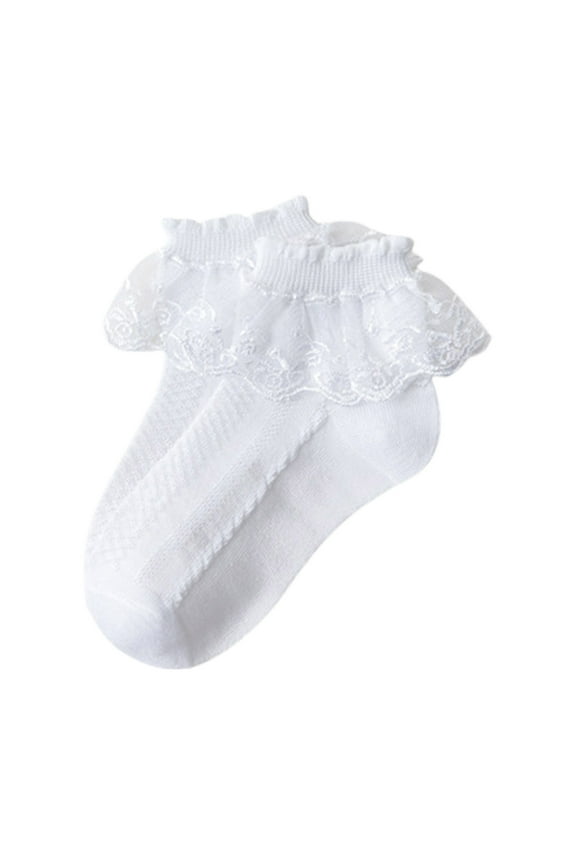 Girls Ruffle Socks with Lace Ankle Cotton Dance Socks Newborn/Infant/Toddler/Kids Thin Dress Socks