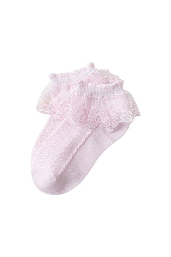 Girls Ruffle Socks with Lace Ankle Cotton Dance Socks Newborn/Infant/Toddler/Kids Thin Dress Socks