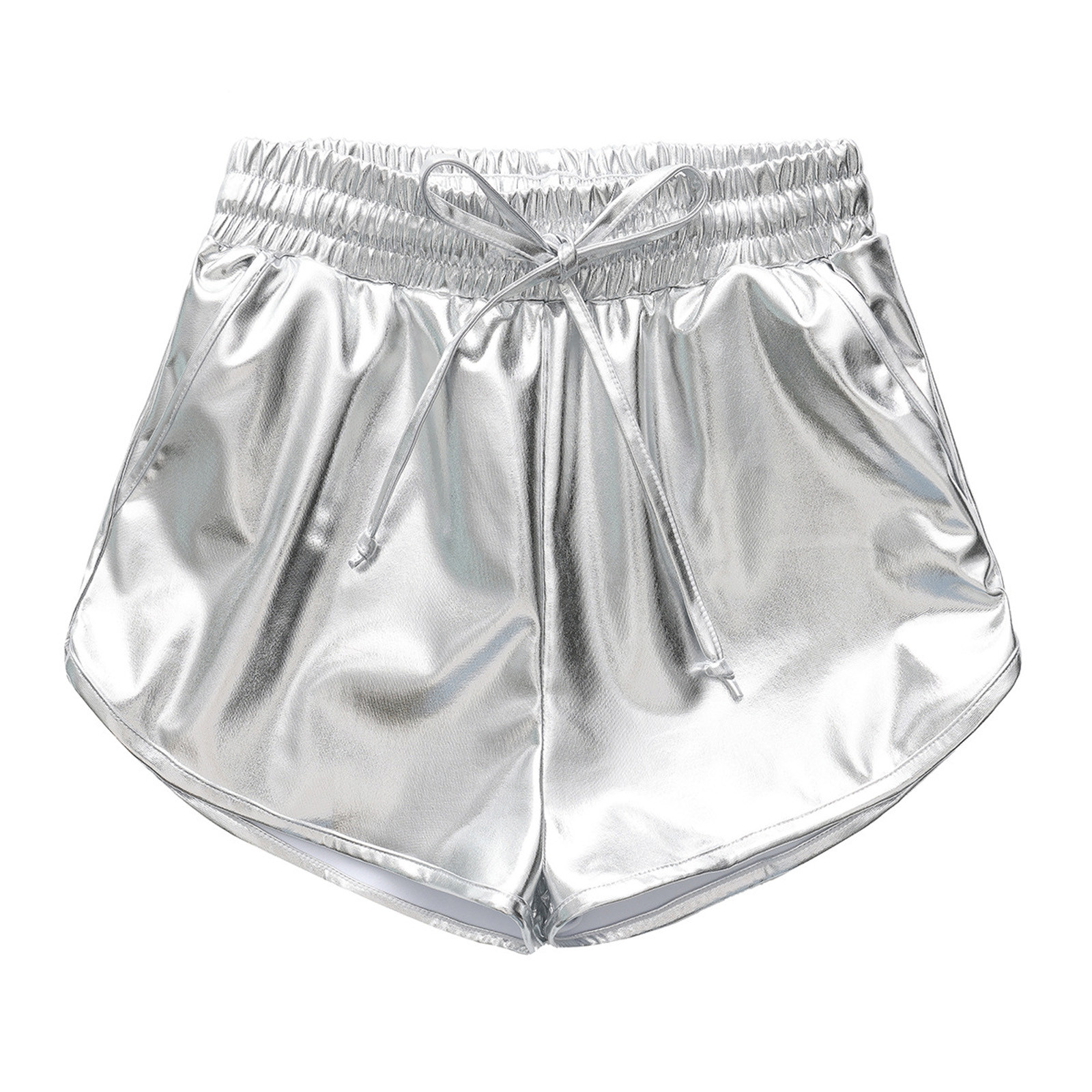 fatyb Girls Shiny Shorts Sparkly Party Dance Outfits Drawstring Kids Fashion Short Pants with Pockets