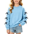 thumbnail image 1 of fatyb Girls Sweatshirt Cute Bow Long Sleeve Crewneck Pullover Kids Casual Lightweight Tops for Girls, 1 of 7