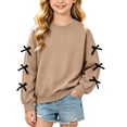 thumbnail image 1 of fatyb Girls Sweatshirt Cute Bow Long Sleeve Crewneck Pullover Kids Casual Lightweight Tops for Girls, 1 of 7