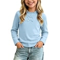 thumbnail image 1 of fatyb Girls Thermal Tops Ruffle Mock Neck Long Sleeve Shirts Stretch Knit Undershirts Soft Base Layer Tee, 1 of 4