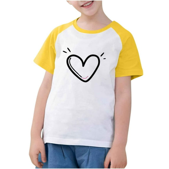 fatyb Heart T Shirts for Boys Girls Print Short Sleeve Graphic T-Shirts Kids Unisex Summer Tees Tops