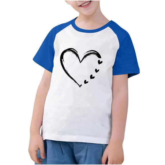 fatyb Heart T Shirts for Boys Girls Print Short Sleeve Graphic T-Shirts Kids Unisex Summer Tees Tops