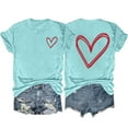 thumbnail image 1 of fatyb Heart T-Shirts for Women Short Sleeve Crew Neck Graphic Tee Summer Womens Casual Printed Tshirts, 1 of 3