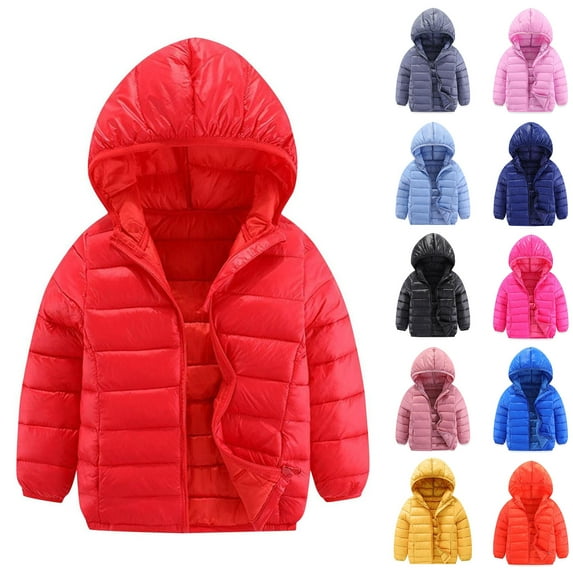 fatyb Hooded Puffer Jackets for Boys Girls Lightweight down Jackets Kids Winter Warm Padded Outwears