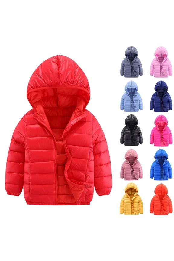 Hooded Puffer Jackets for Boys Girls Lightweight down Jackets Kids Winter Warm Padded Outwears