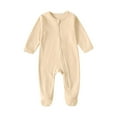 thumbnail image 1 of fatyb Infant Newborn Pajamas with Foot Full Zip Baby Cotton Romper Long Sleeve Jumpsuit for Boys Girls, 1 of 3