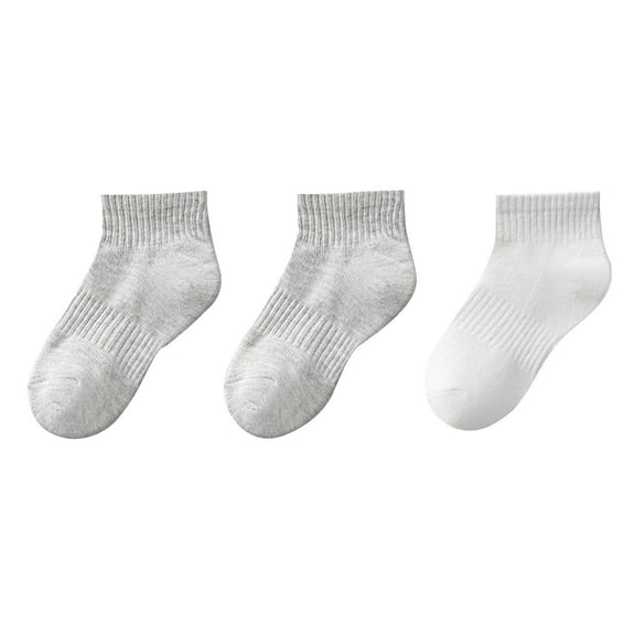 fatyb Kids 3 Pairs Ankle Socks Boys Girls Breathable Cotton Socks Low Cut Solid Color Athletic Socks