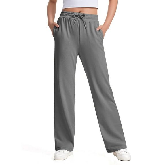 fatyb Kids Baggy Sweatpants Casual Drawstring for Boys Girls High Waist Lounge Trousers with Pockets