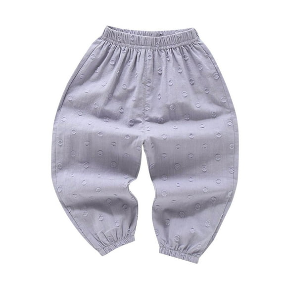 fatyb Kids Boys Girls Summer Pants Spring Cotton Long Bloomers Pants Elastic Waist Thin Casual Trousers