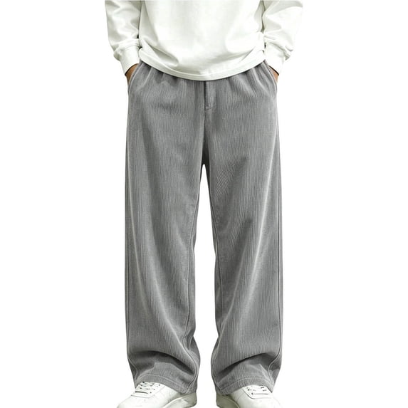 fatyb Kids Corduroy Pants Loose Straight Leg Pants for Boys Girls Casual Elastic Waist Long Trousers