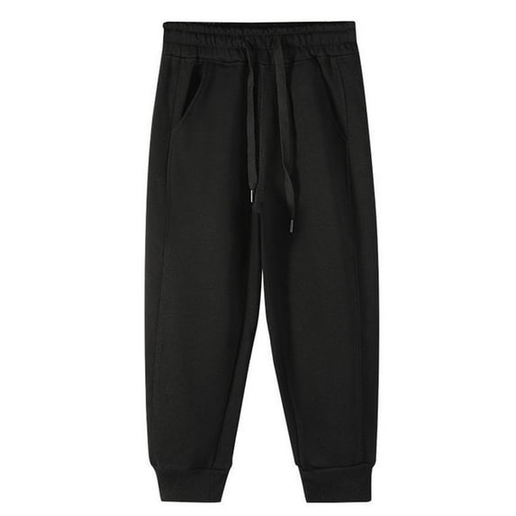 fatyb Kids Cotton Sweatpants Boys Girls Drawstring Jogger Pants Pull on Casual Trousers with Pockets