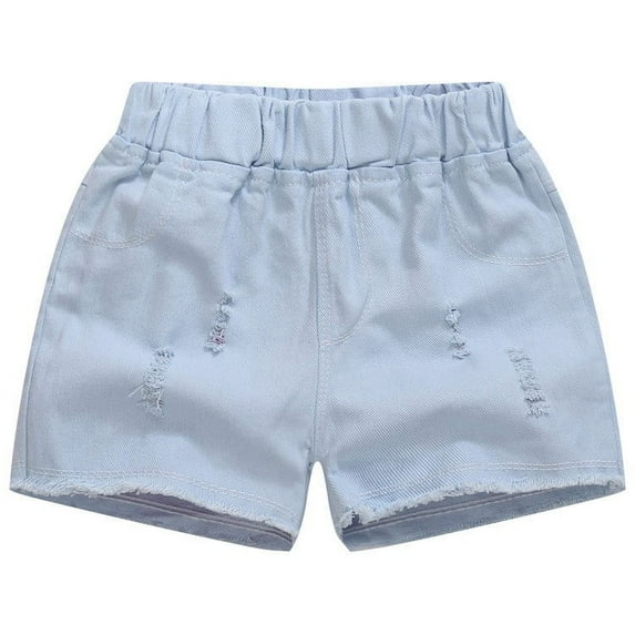 fatyb Kids Denim Shorts Cotton Elastic Waist Boys Girls Jean Shorts Casual Pull On Shorts 3-14 Years