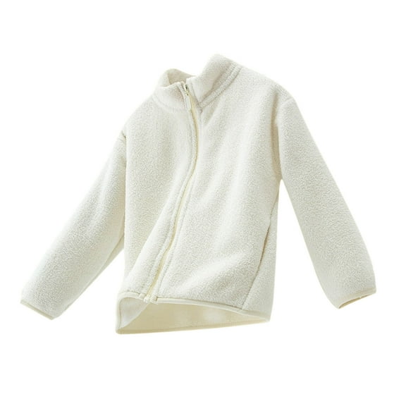 fatyb Kids Fleece Jacket with Pockets Stand Collar Casual Boys Girls Full Zip Warm Fuzzy Coat Outwear