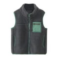 thumbnail image 1 of fatyb Kids Fleece Vest Girls Boys Stand Collar Sleeveless Jacket Fall Winter Zip up Outwear with Pockets, 1 of 3