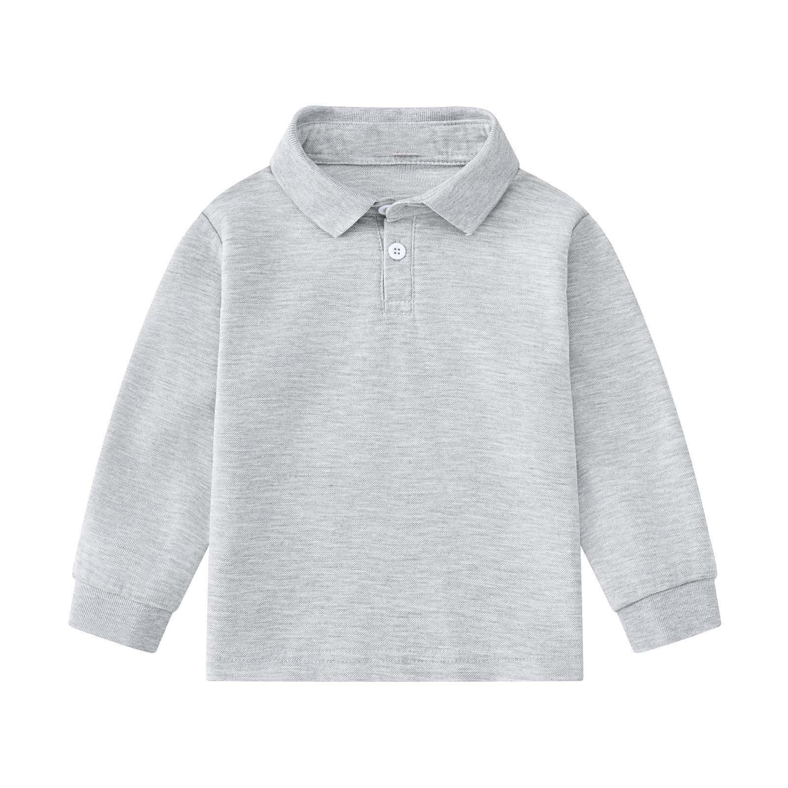 fatyb Kids Long Sleeve Shirts with Collar Boys Girls Cotton Tops Solid ...