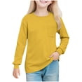 thumbnail image 1 of fatyb Kids Long Sleeve T Shirts Boys Girls Crew Neck Tshirts Casual Solid Color Tops Tee with Pocket, 1 of 7