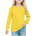 thumbnail image 1 of fatyb Kids Long Sleeve T Shirts Boys Girls Crew Neck Tshirts Casual Solid Color Tops Tee with Pocket, 1 of 7