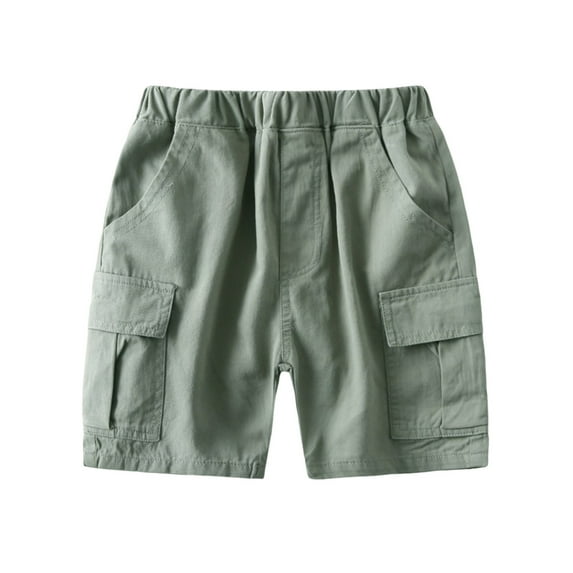 fatyb Kids Pull on Cargo Shorts Cotton Knee Length Shorts Elastic Waist Casual Hiking Shorts with Pockets