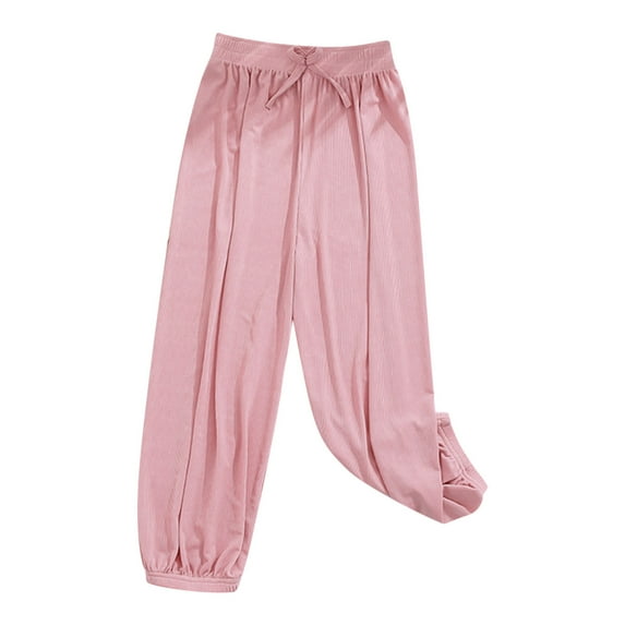 fatyb Kids Silk Pants Elastic Waist Baggy Long Bloomers Girls Boys Summer Thin Jogger Pants for Kids