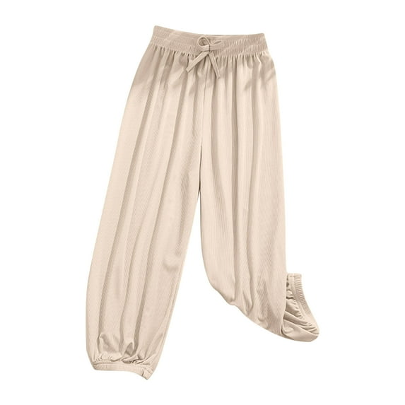 fatyb Kids Silk Pants Elastic Waist Baggy Long Bloomers Girls Boys Summer Thin Jogger Pants for Kids