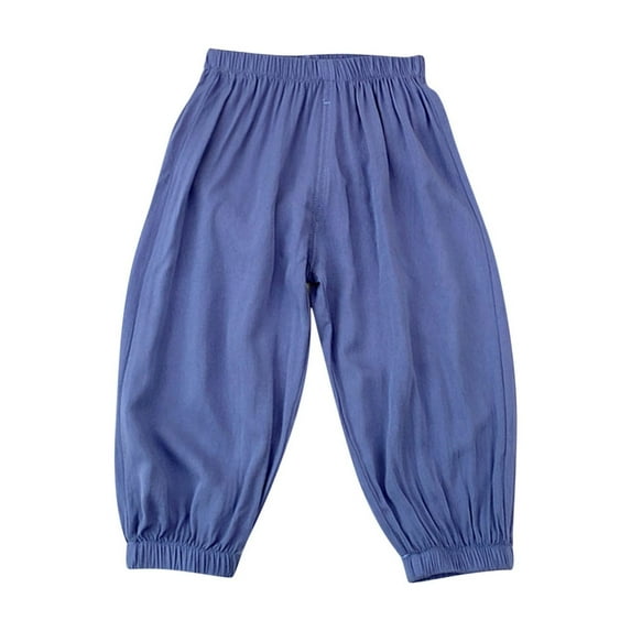 fatyb Kids Silk Pants Summer Elastic Waist Casual Pants Baggy Long Bloomer for Boys Girls (2-13 Years)