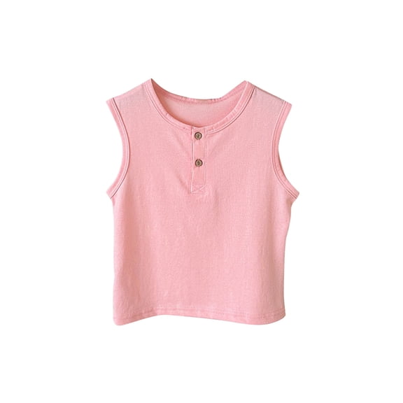fatyb Kids Tank Tops Cotton Boys Girls Sleeveless Undershirts Casual Round Neck Comfy Summer Tshirts