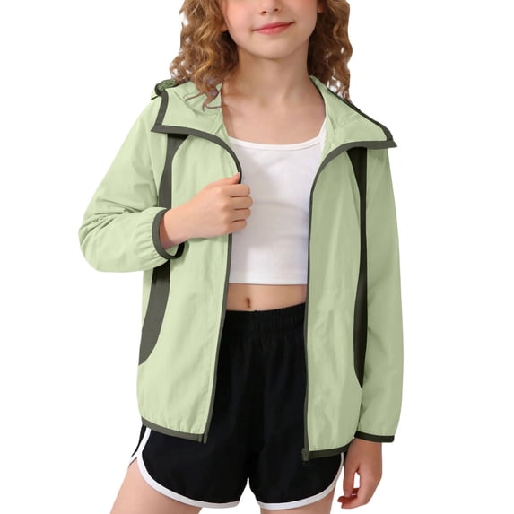 fatyb Kids Zip up Hoodie Jacket Lightweight Boys Girls Sun Protection Summer Hooded Shirts with Pockets