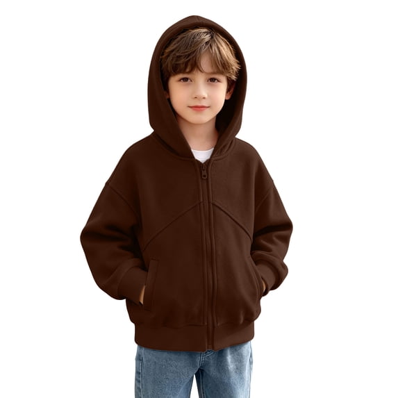 fatyb Kids Zip up Hoodies Long Sleeve Hooded Jacket with Pockets Boys Girls Warm Sweatshirt Outerwear