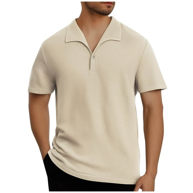 fatyb Knit Shirts for Men Collar V Neck Short Sleeve Casual Shirts ...